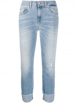 Укороченные джинсы скинни средней посадки 7 For All Mankind. Цвет: синий