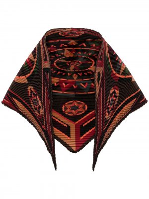 Плиссированный платок pre-owned с геометричным принтом Hermès. Цвет: красный
