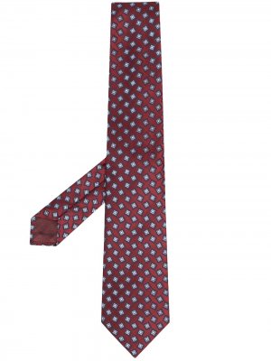 Жаккардовый галстук с геометричной вышивкой Emporio Armani. Цвет: красный