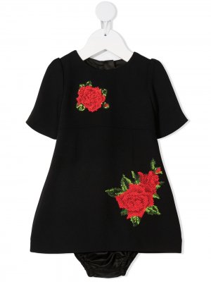 Платье с вышивкой Dolce & Gabbana Kids. Цвет: черный