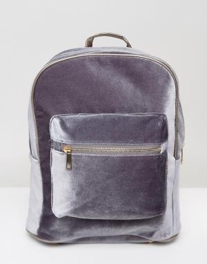 Бархатный рюкзак с молнией 7X. Цвет: серый