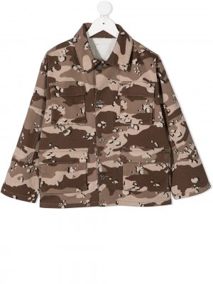 Куртка с камуфляжным принтом Douuod Kids. Цвет: коричневый