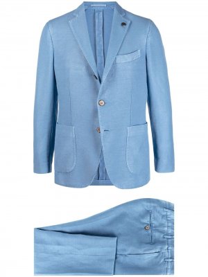 Костюм-двойка с однобортным пиджаком Gabriele Pasini. Цвет: синий