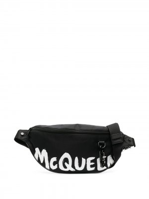 Поясная сумка с логотипом Alexander McQueen. Цвет: черный