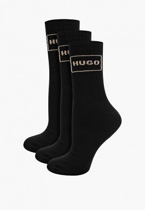 Носки 3 пары Hugo. Цвет: черный