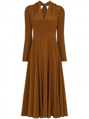 Платье миди с вырезами Victoria Beckham. Цвет: коричневый
