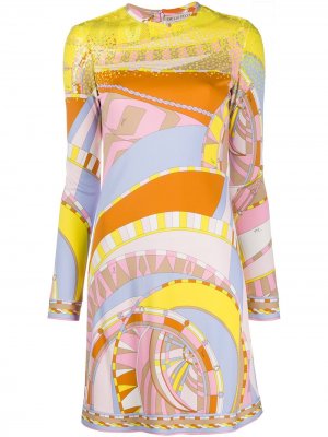 Платье с пайетками и абстрактным принтом Emilio Pucci. Цвет: разноцветный
