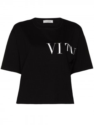 Укороченная футболка с логотипом VLTN Valentino. Цвет: черный