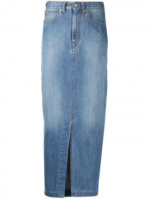 Джинсовая юбка макси с завышенной талией Victoria Beckham. Цвет: синий