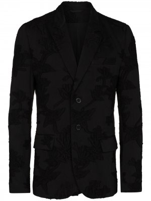 Однобортный пиджак с цветочным принтом Ann Demeulemeester. Цвет: черный