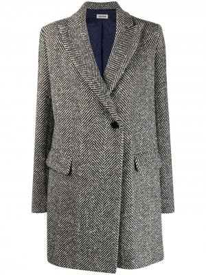 Однобортное пальто с узором в елочку Zadig&Voltaire. Цвет: белый