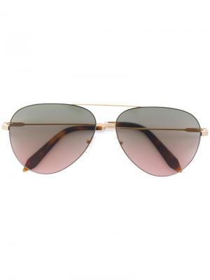 Солнцезащитные очки-авиаторы Classic Victoria Feather Beckham. Цвет: металлический