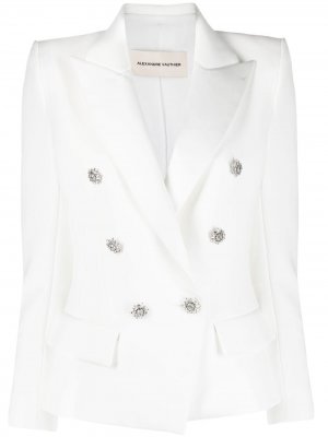 Двубортный пиджак с кристаллами Alexandre Vauthier. Цвет: белый