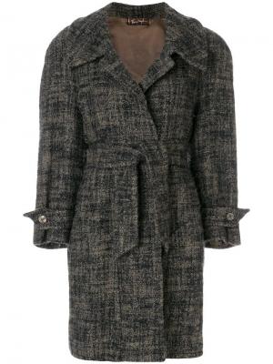 Свободное пальто с поясом Thierry Mugler Vintage. Цвет: синий