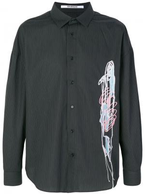 Полосатая рубашка с вышивкой Chalayan. Цвет: черный