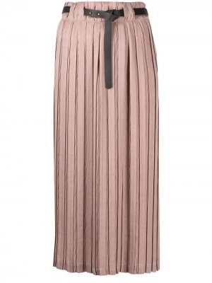 Плиссированная юбка с поясом Alysi. Цвет: розовый