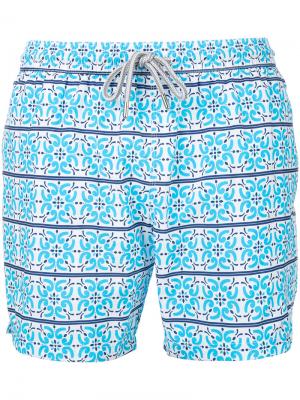 Пляжные шорты с мозаичным принтом Capricode. Цвет: синий