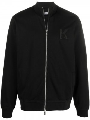 Спортивная куртка с вышивкой Karl Lagerfeld. Цвет: черный