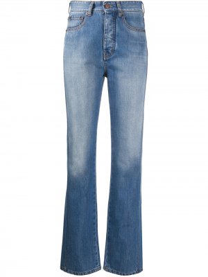 Прямые джинсы из вареного денима Victoria Beckham. Цвет: синий