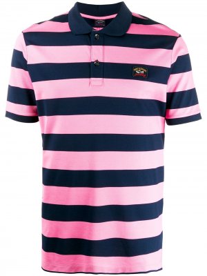 Полосатая рубашка-поло с короткими рукавами Paul & Shark. Цвет: розовый