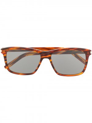 Солнцезащитные очки в прямоугольной оправе Saint Laurent Eyewear. Цвет: коричневый