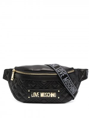 Стеганая поясная сумка с логотипом Love Moschino. Цвет: черный