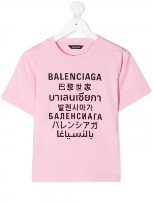 Футболка с логотипом Balenciaga Kids. Цвет: розовый