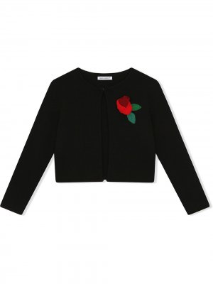 Кардиган с цветочной аппликацией Dolce & Gabbana Kids. Цвет: черный