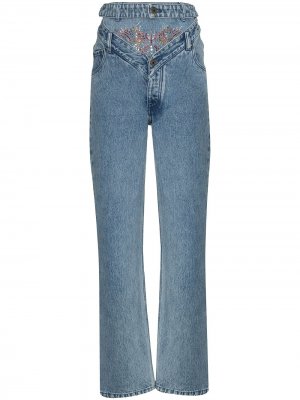 Прямые джинсы со стразами Y/Project. Цвет: синий
