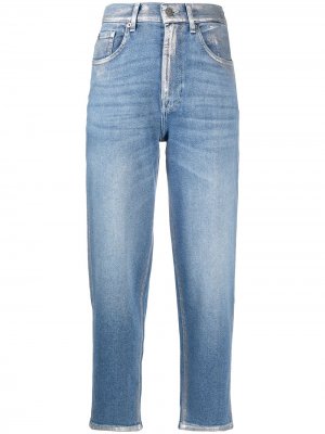 Укороченные джинсы Malia с эффектом металлик 7 For All Mankind. Цвет: синий