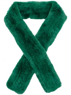 Классический шарф Yves Salomon Accessories. Цвет: зелёный