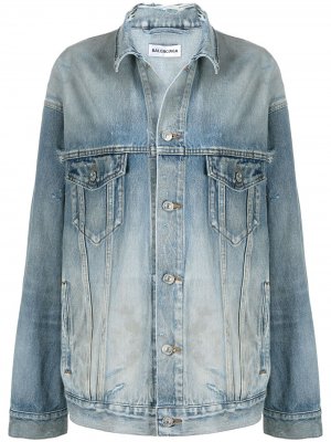 Джинсовая куртка с прорезями Balenciaga. Цвет: синий