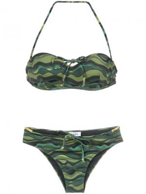 Wave print bikini set Amir Slama. Цвет: зеленый
