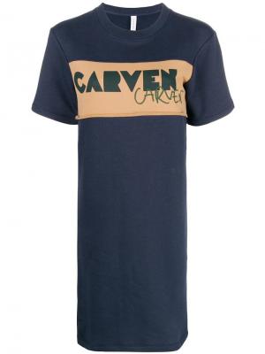 Платье-футболка с логотипом Carven. Цвет: синий