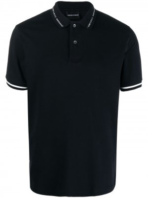 Рубашка поло вязки интарсия с логотипом Emporio Armani. Цвет: синий