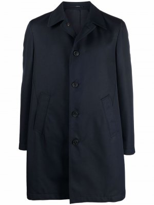 Однобортное пальто строгого кроя Lardini. Цвет: синий