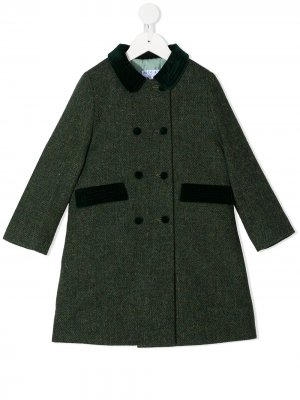 Пальто с узором в елочку Siola. Цвет: зеленый