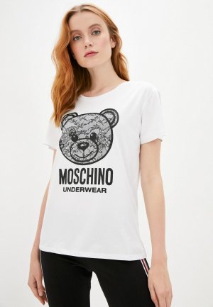 Футболка домашняя Moschino Underwear. Цвет: белый