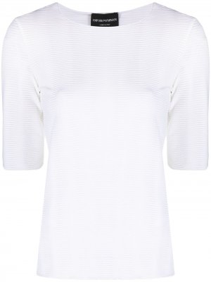 Плиссированная футболка Emporio Armani. Цвет: белый