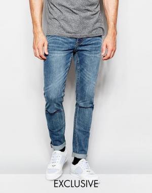 Темные джинсы скинни с рваной отделкой Cheap Monday. Цвет: синий