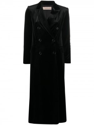 Бархатное двубортное пальто Blanca Vita. Цвет: черный