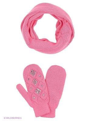 Комплект (варежки, шарф-снуд) R&I. Цвет: розовый