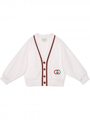 Куртка с отделкой Web Gucci Kids. Цвет: белый