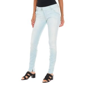Длинные джинсовые брюки с эффектом потертости из эластичной ткани 70DBF0552-G194 женщина MET