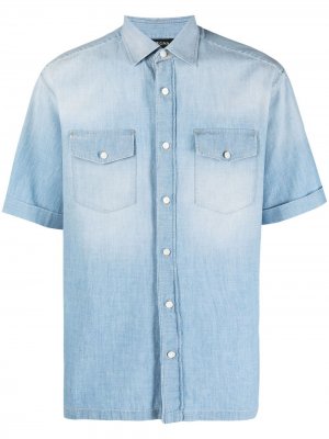 Джинсовая рубашка с эффектом потертости Z Zegna. Цвет: синий
