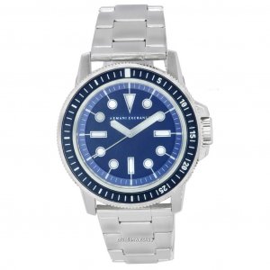 Кварцевые мужские часы из нержавеющей стали с синим циферблатом AX1861 Armani Exchange