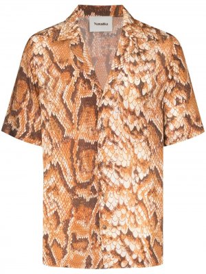 Рубашка с короткими рукавами и змеиным принтом Nanushka. Цвет: оранжевый