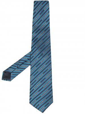 Галстук в диагональную полоску с логотипом Emporio Armani. Цвет: синий