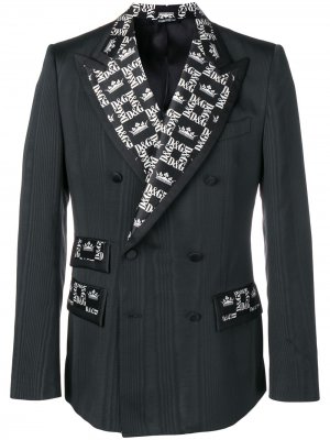Двубортный пиджак с монограммой Dolce & Gabbana. Цвет: черный