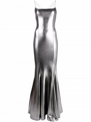 Приталенное платье с эффектом металлик Azzaro. Цвет: серебристый